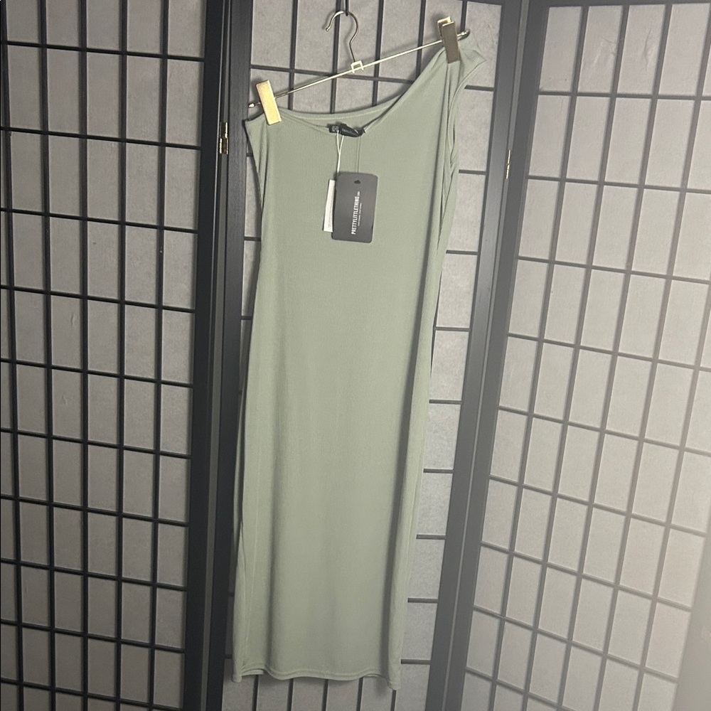PrettyLittleThing Sage Asymmetrical Dress